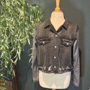 Distressed Black Denim Jacket